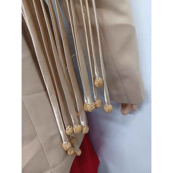 Psalm CIV / Jacqueline Ferrar jacket suit set beige red skirt blazer Sz 16 - Picture 7 of 12